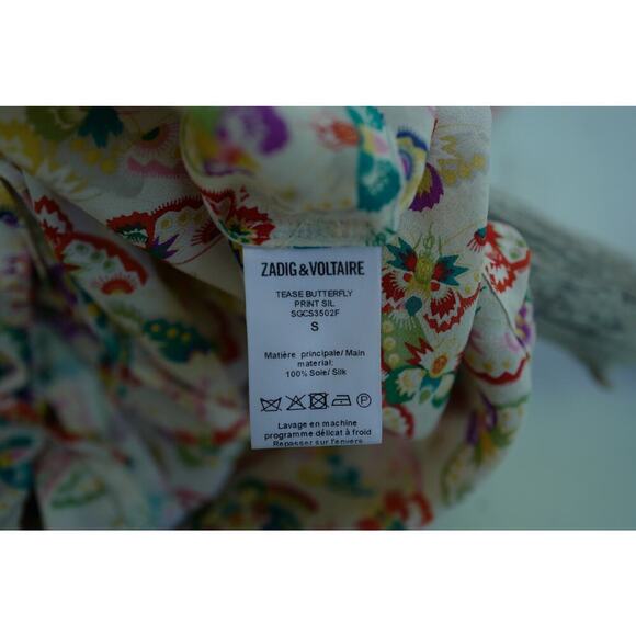 Zadig & Voltaire Butterfly Silk Blouse | Off Shoulder Ruffle Top Boho Romantic - Picture 7 of 16